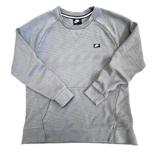 Nike Mens Sportswear Crewneck Sweatshirt Gray Textured Knit Pullover Large